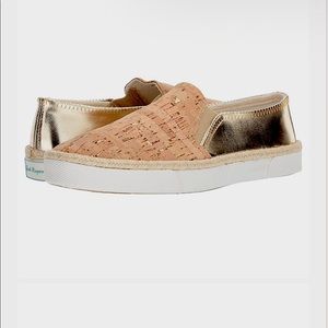 NEW JACK ROGERS CORK AND GOLD SLIP ON 6